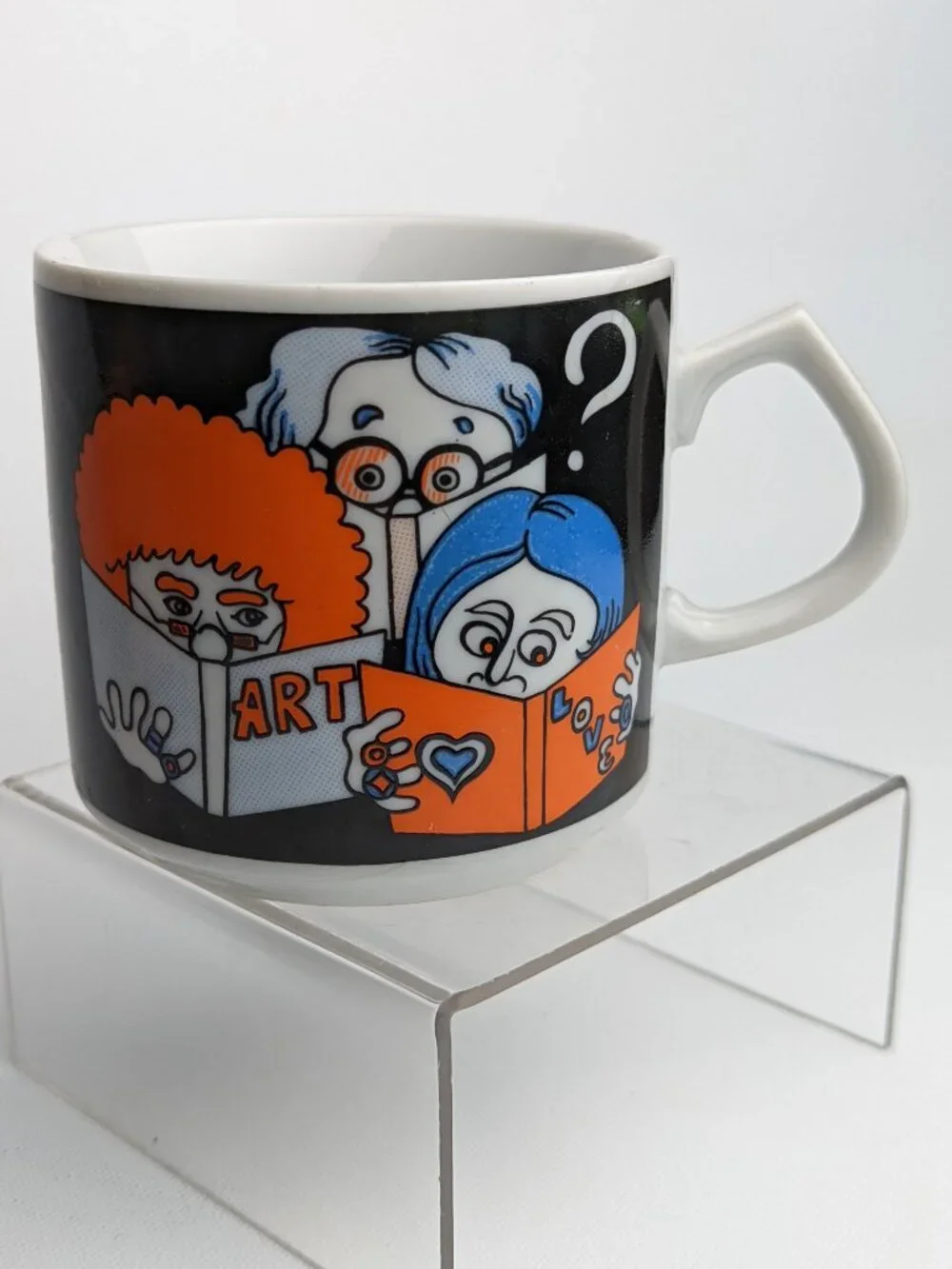 Vintage Pop Art Japan Mug Books Art Love Philosophy R6797 POP POP Orange Blue